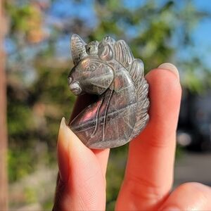 (#2) NEW 1.45" x 1.05" PURPLE FLASH LABRADORITE UNICORN